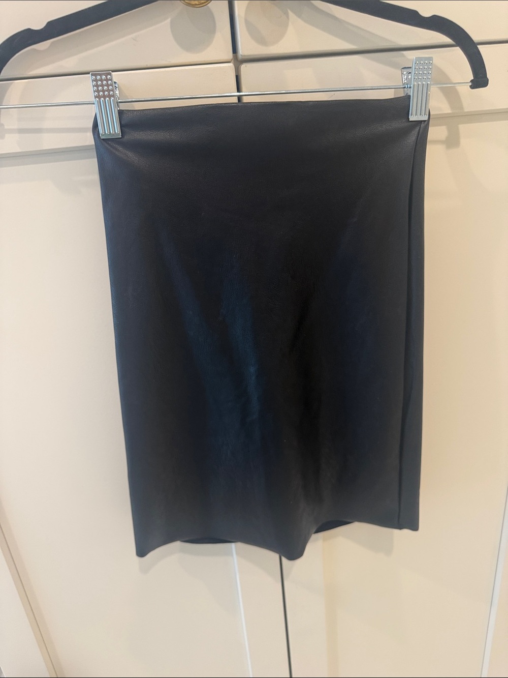 Commando Black Faux Leather Midi Pencil Skirt